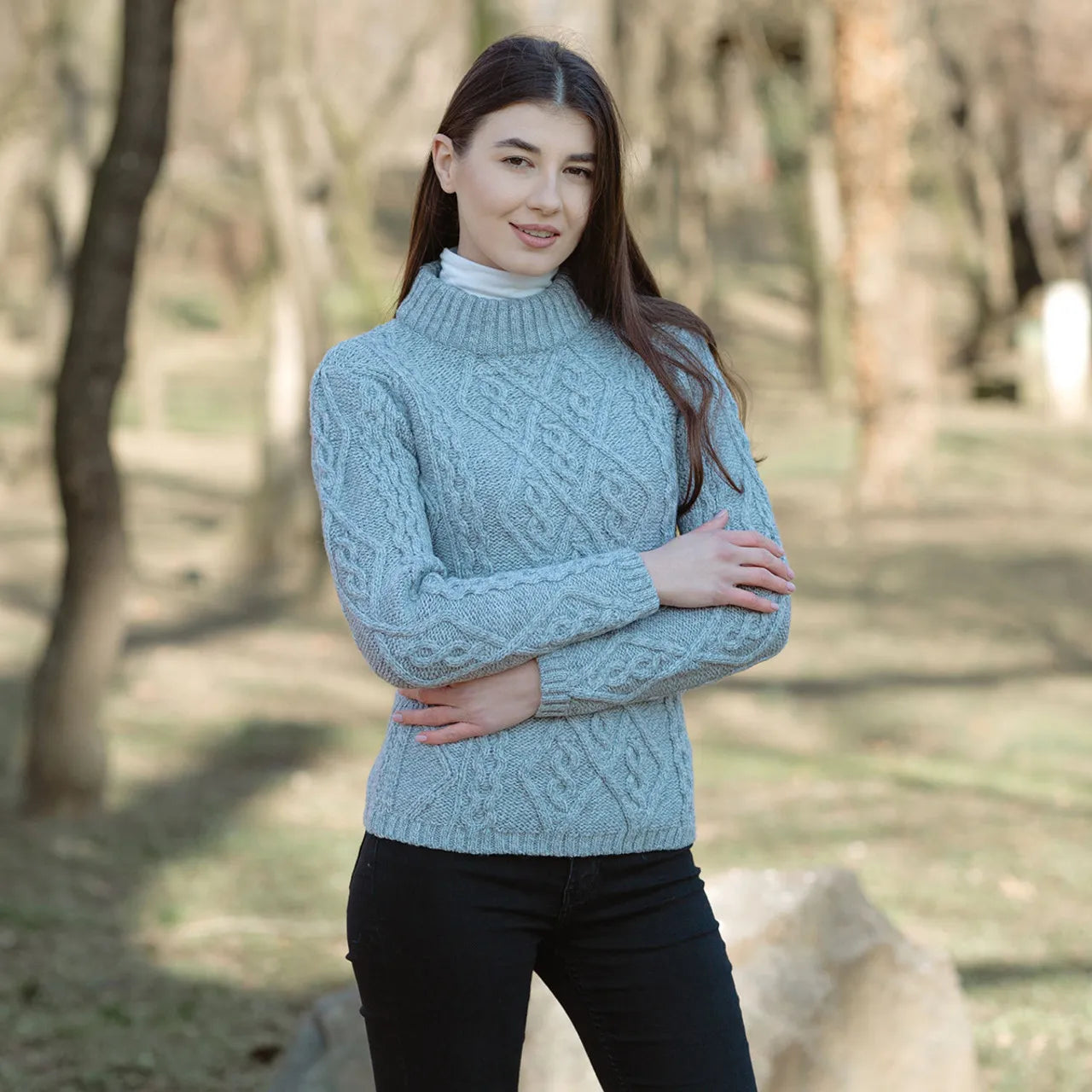 Berry Aran Cable Knit Sweater