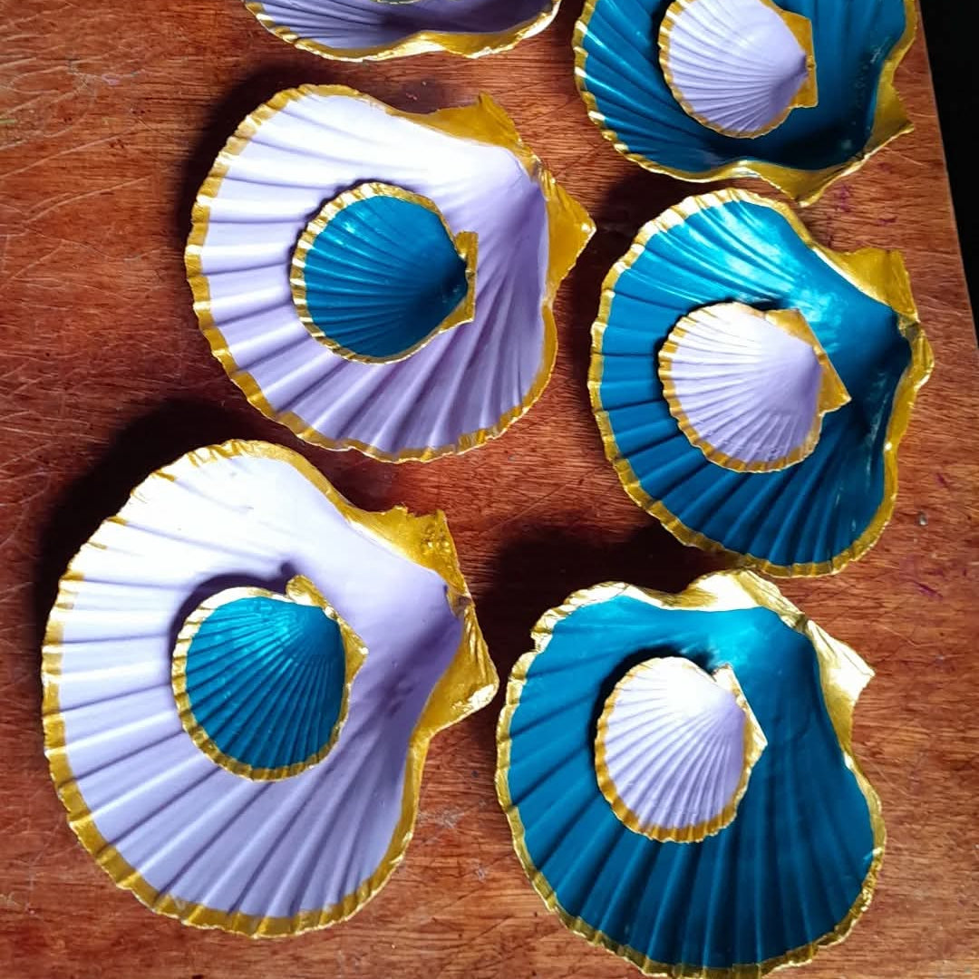 Hand Painted Scallop Seashells