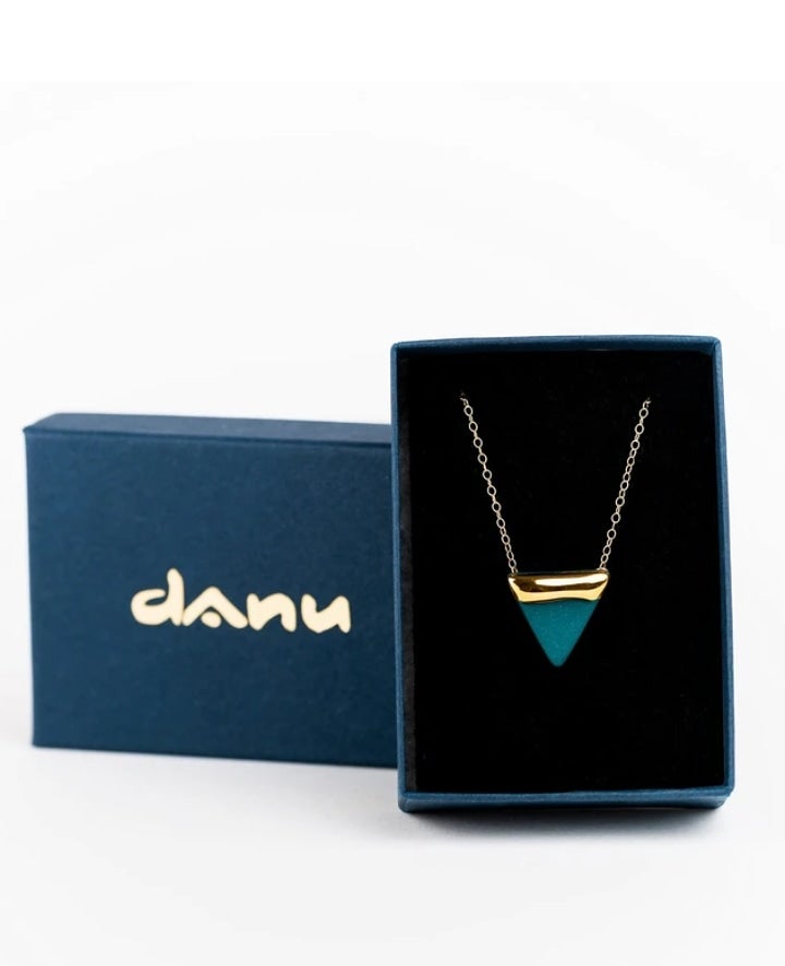 Porcelain Triangle and Gold Necklace - Danú