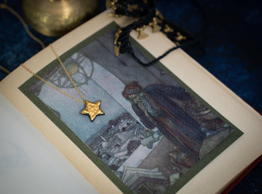 Gold Textured Star Necklace - Danú