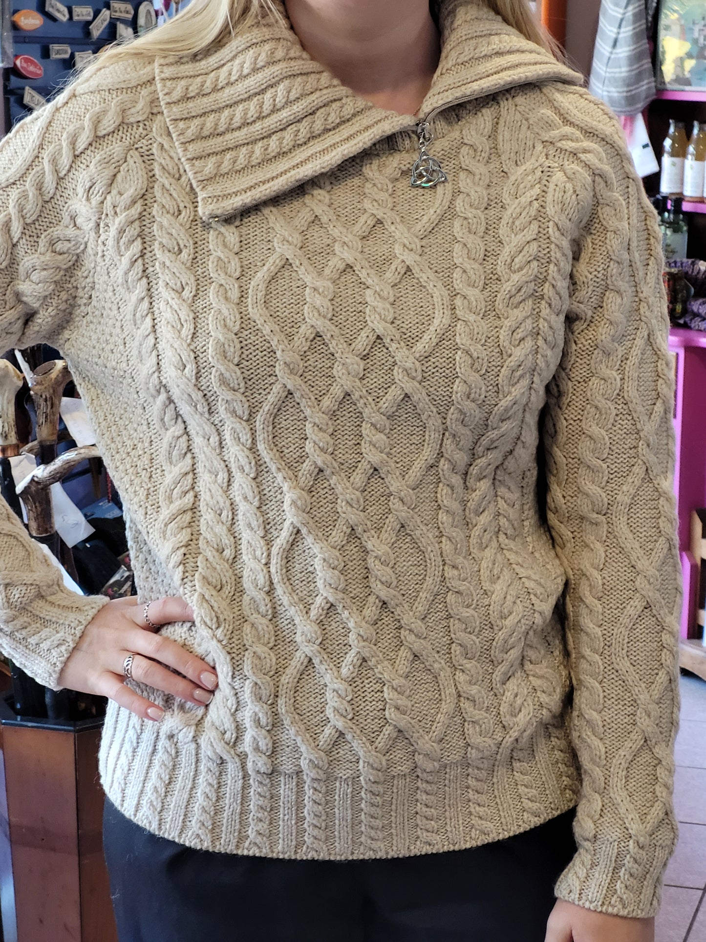 Ladies Zipper Neck Sweater