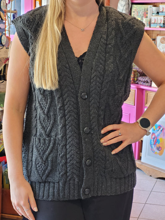 Aran Sleeveless Cardigan