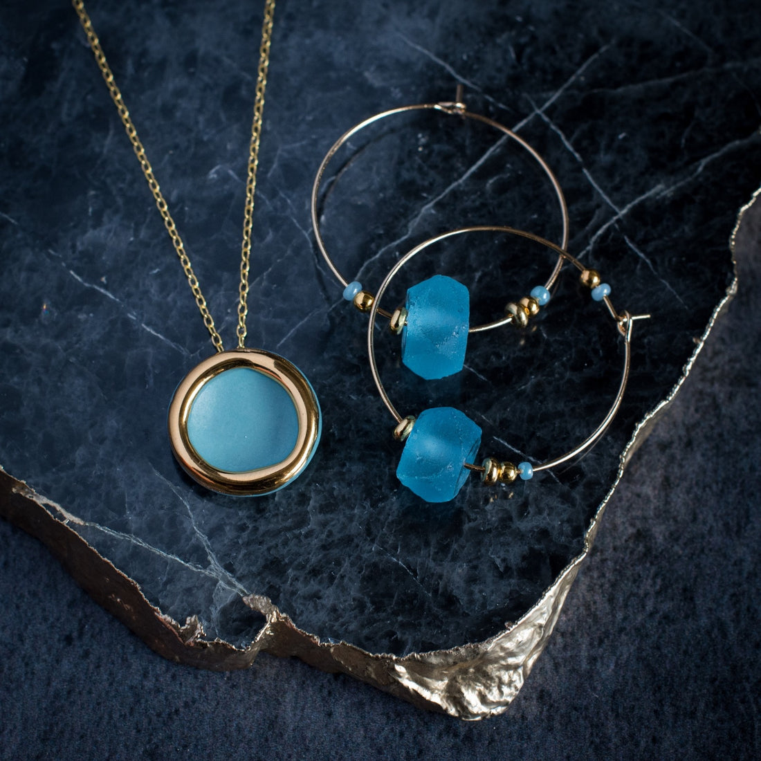 Krobo Bead Glass Hoops - Danú