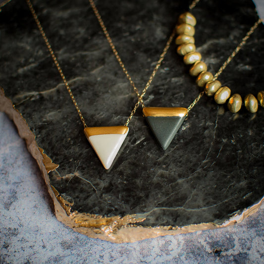 Porcelain Triangle and Gold Necklace - Danú