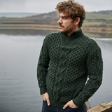 Aran Wool Half Zip Sweater