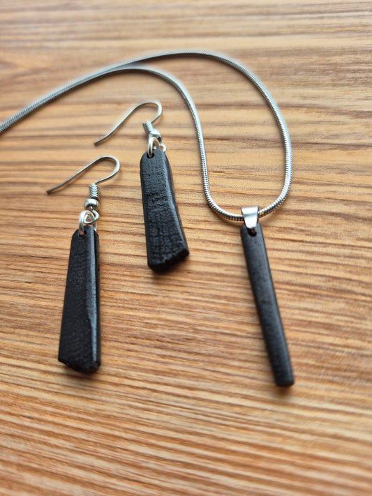 Bog Oak Pendant & Earring Set -  Rossa Byrne