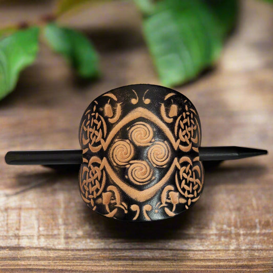 Bryn & Awen - Leather Hair Barrette