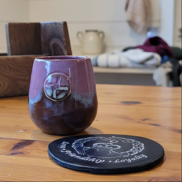 Ceramic mug & leather coaster set