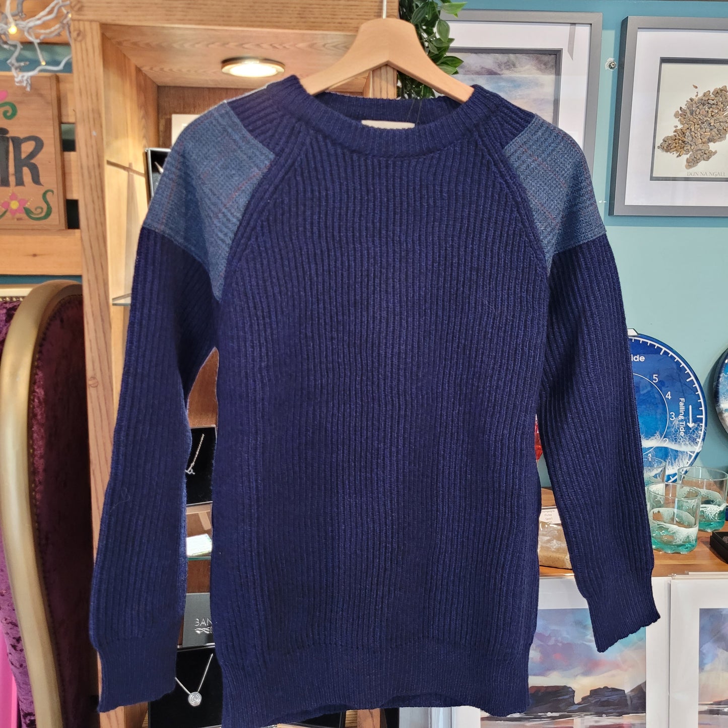 Aran Sweater - Tweed shoulder patches