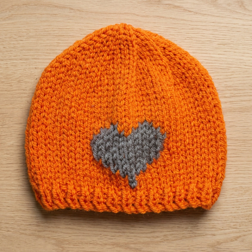 Hand knit baby hats