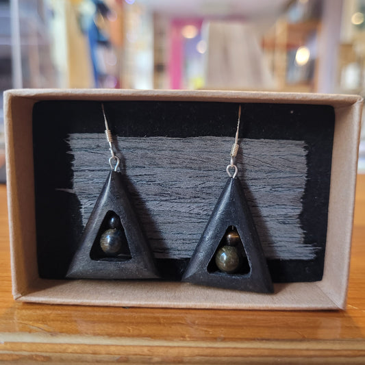 Handmade Bog Oak Earrings -  Rossa Byrne