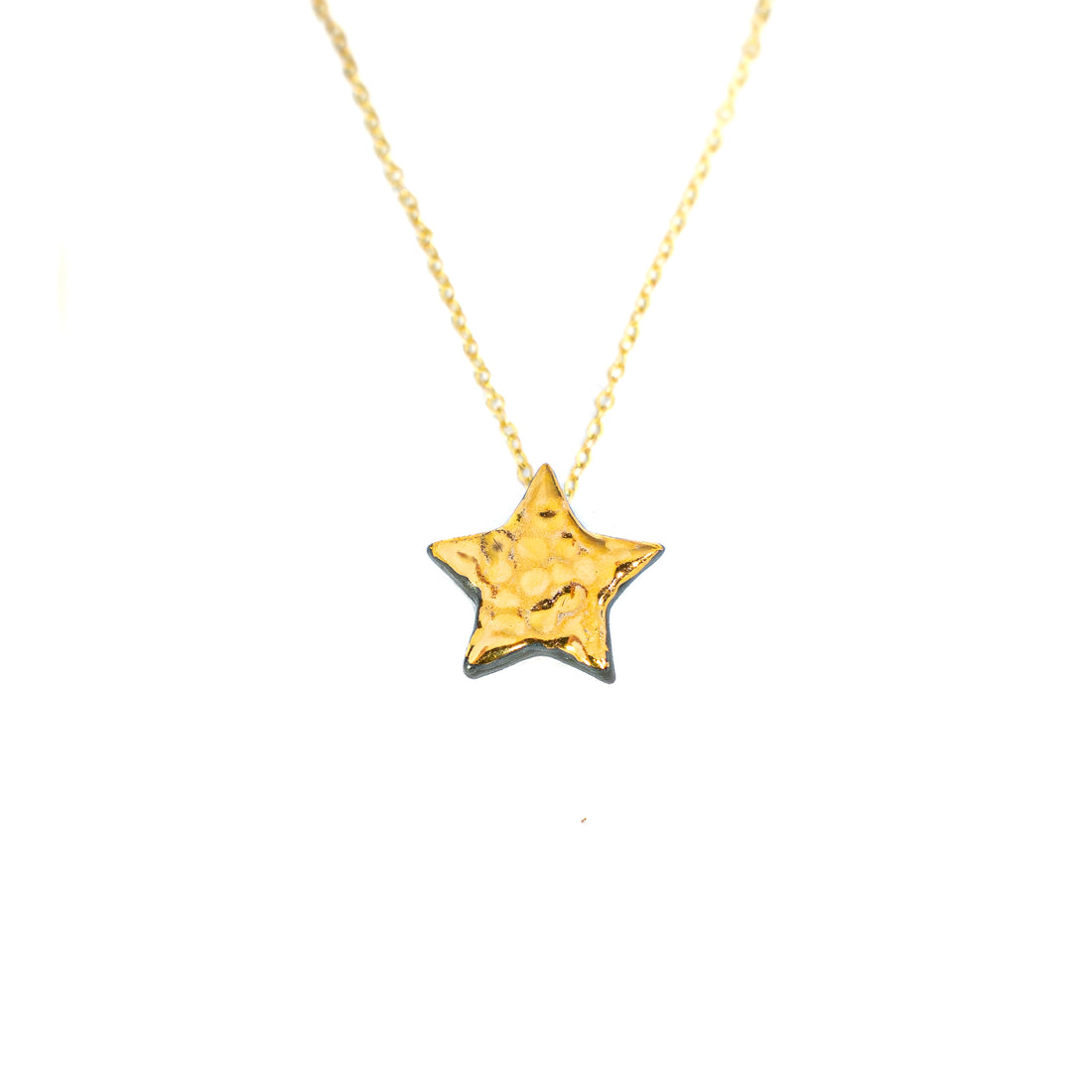Gold Textured Star Necklace - Danú