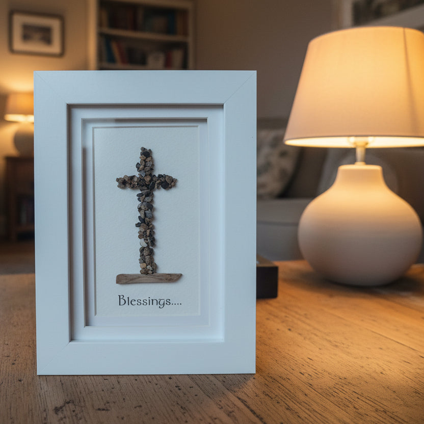 Framed Pebble & Ceramic Art - Lough Melvin Studio